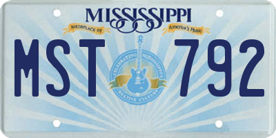 MS license plate MST792