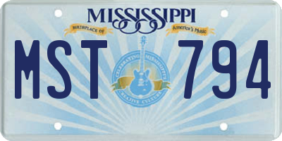 MS license plate MST794
