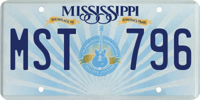 MS license plate MST796