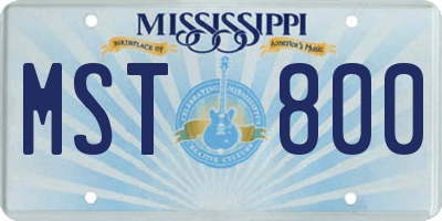 MS license plate MST800