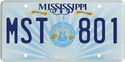 MS license plate MST801