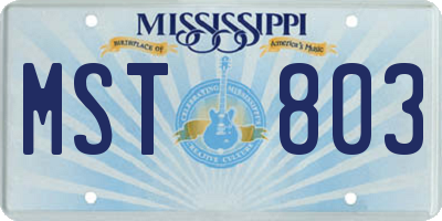 MS license plate MST803