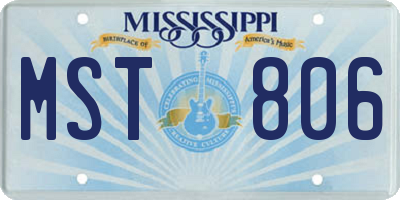 MS license plate MST806