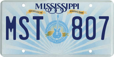 MS license plate MST807