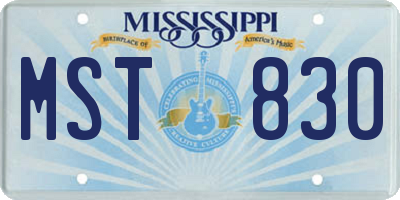 MS license plate MST830