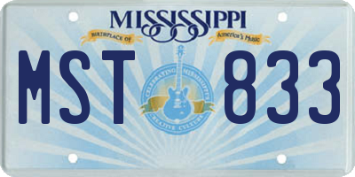 MS license plate MST833