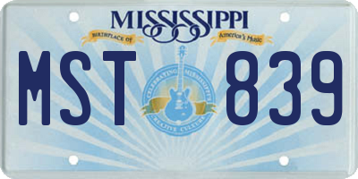 MS license plate MST839