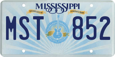 MS license plate MST852