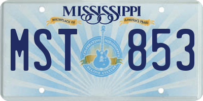 MS license plate MST853