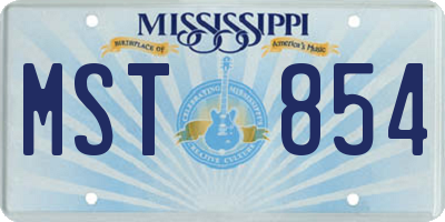 MS license plate MST854