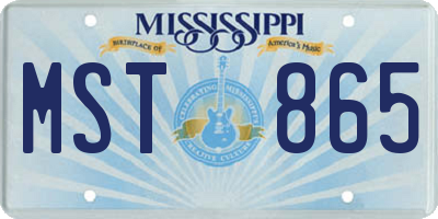 MS license plate MST865