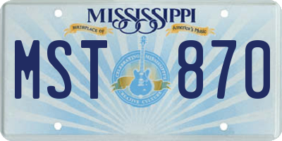 MS license plate MST870