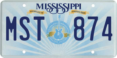MS license plate MST874