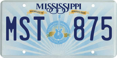 MS license plate MST875