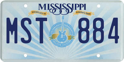 MS license plate MST884