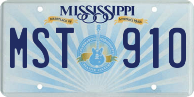 MS license plate MST910