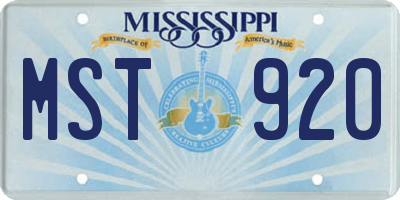 MS license plate MST920