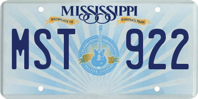MS license plate MST922