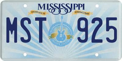 MS license plate MST925