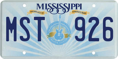 MS license plate MST926