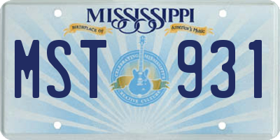 MS license plate MST931