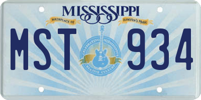 MS license plate MST934