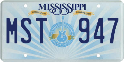 MS license plate MST947