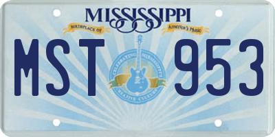MS license plate MST953