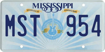 MS license plate MST954