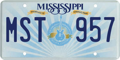 MS license plate MST957