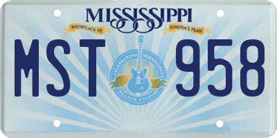 MS license plate MST958