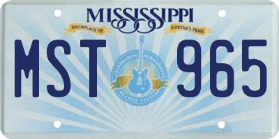 MS license plate MST965