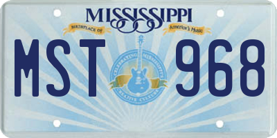 MS license plate MST968