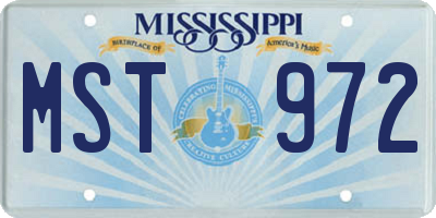 MS license plate MST972
