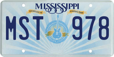 MS license plate MST978