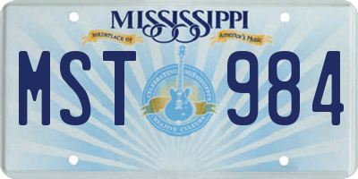 MS license plate MST984