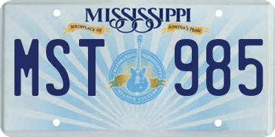MS license plate MST985
