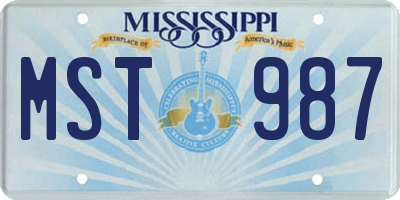MS license plate MST987