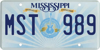 MS license plate MST989