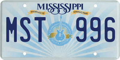 MS license plate MST996
