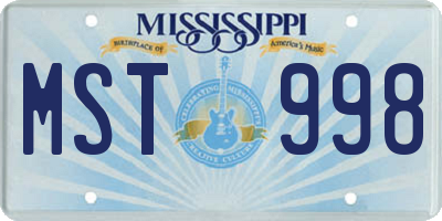 MS license plate MST998