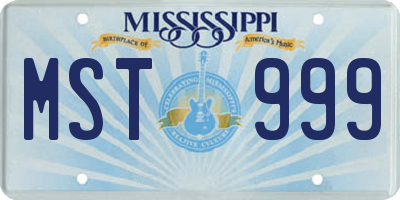 MS license plate MST999