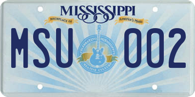 MS license plate MSU002