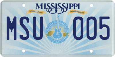 MS license plate MSU005