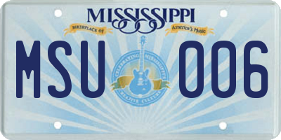 MS license plate MSU006