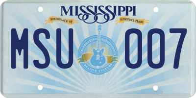 MS license plate MSU007