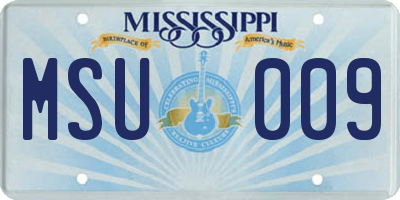 MS license plate MSU009