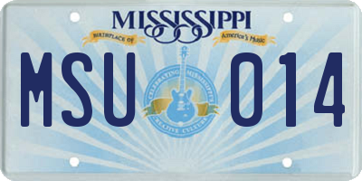 MS license plate MSU014