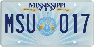 MS license plate MSU017