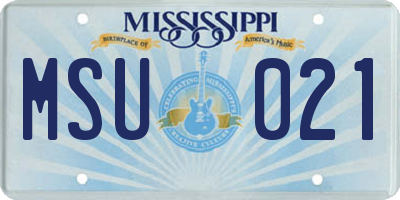 MS license plate MSU021